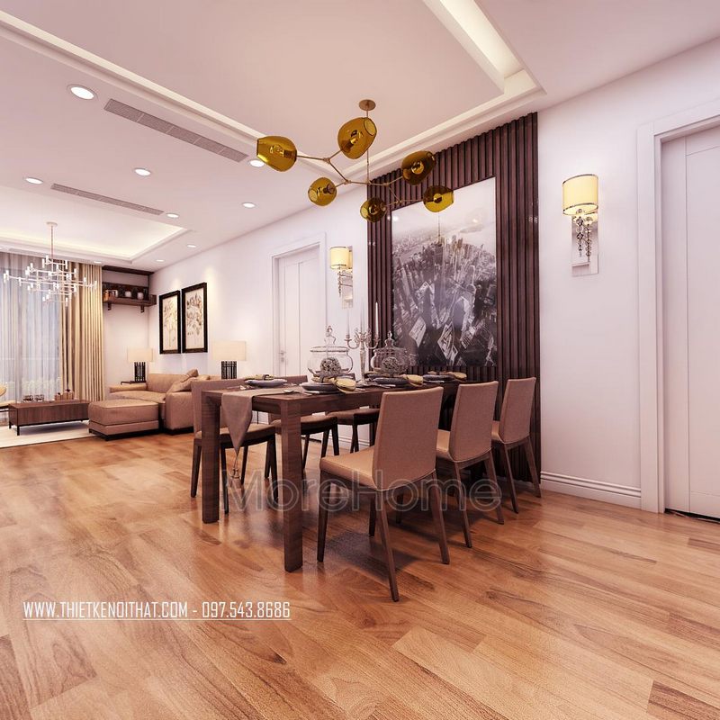 Thiết kế nội thất phòng ăn chung cư Ngoại Giao Đoàn, Bắc Từ Liêm, Hà Nội